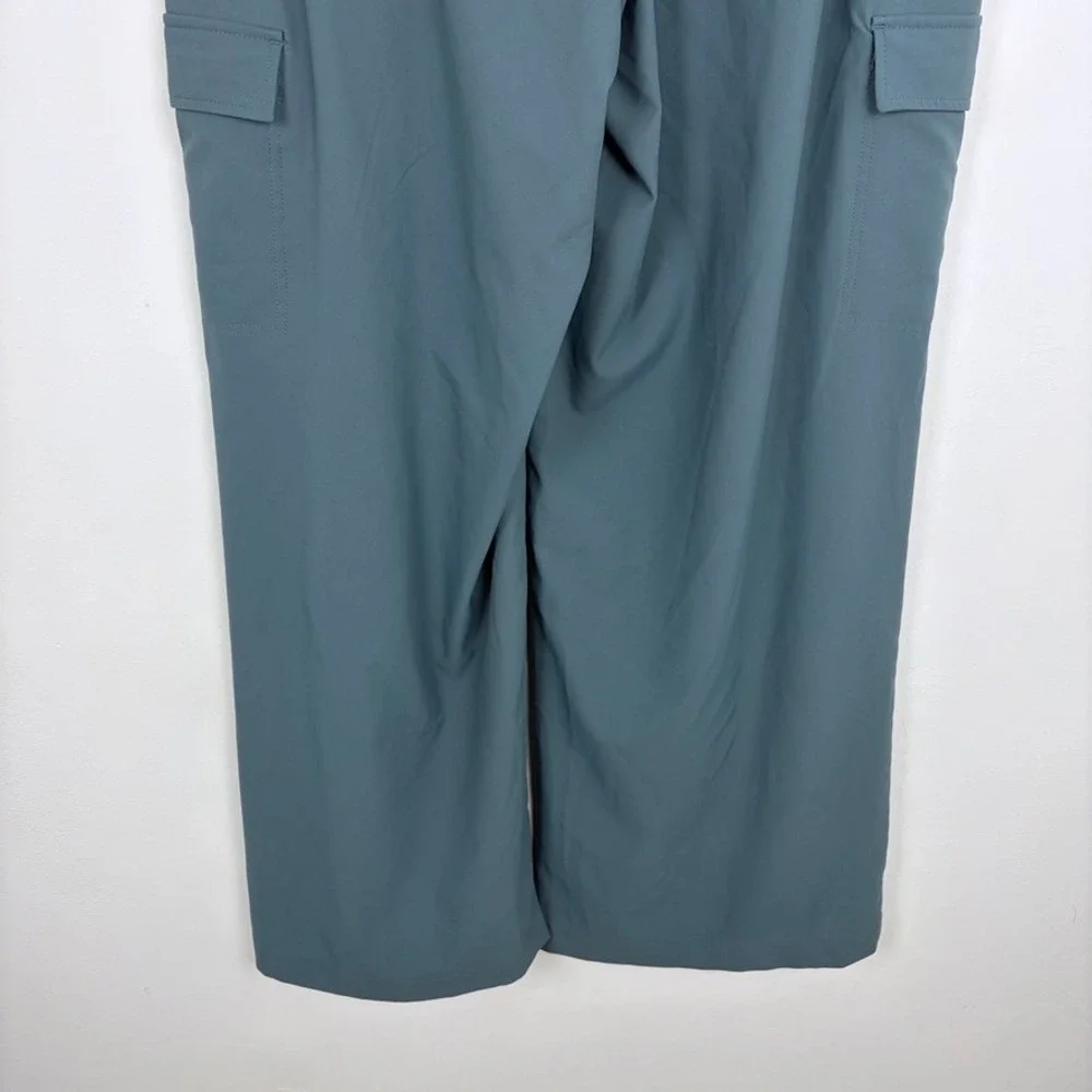 Apana Pleated Wide Leg Cargo Pants Dark Teal Athleisure Gorpcore Size Large